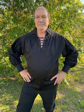Load image into Gallery viewer, Medieval or Pirate shirt 100% Cotton with cuff - Ivory or Black
