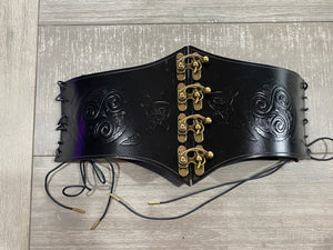 Steampunk/Medieval/Viking/ Lace up Leather Belt with front clasps