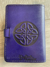 Load image into Gallery viewer, A6 Leather Journal Cover - Celtic Horses - Purple
