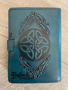 A6 Leather Journal Cover - Celtic Hounds - Green