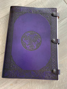 A3 Leather Journal Cover - Celtic Horses  - Purple