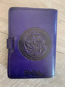 A6 Leather Journal Cover - Celtic Hounds - Purple