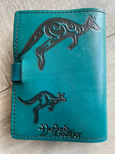 A6 Leather Journal Cover - Australian Kangaroo - Teal