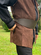 Load image into Gallery viewer, Medieval/Viking Leather Belt with Shaped Front - Individually Handmade
