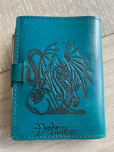 Load image into Gallery viewer, A6 Leather Journal Cover - Celtic Dragon 1 - Teal
