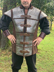 Medieval Suede Tunic or Jerkin with armour & optional Buckle detail