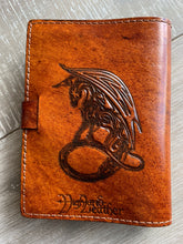 Load image into Gallery viewer, A6 Leather Journal Cover - Celtic Dragon - Brown
