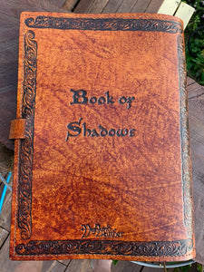 A4 Leather Journal Cover - Book of Shadows Pentagram - Brown